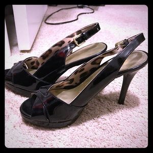 Black sling back heels